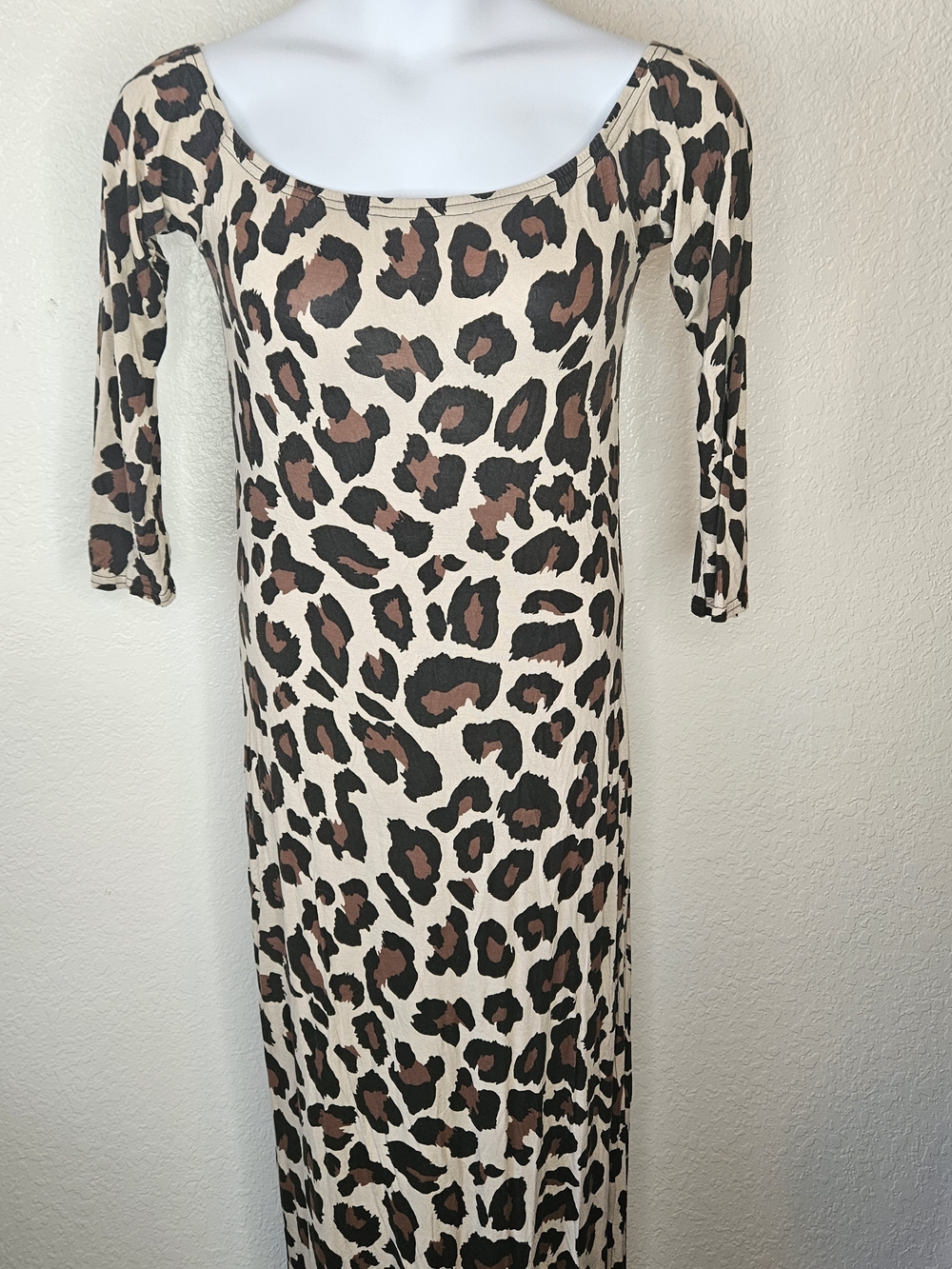 Boohoo Leopard Print Maxi Dress in Beige, Brown and Black